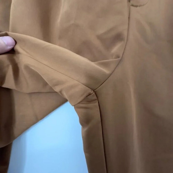 Seven for All Mankind High-Waist Pleated Semi Wide-Leg Trousers Brown Women's M - Picture 4 of 14